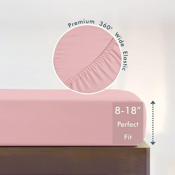 Knit Fitted Sheet,Sheets,Full Fitted Sheets Ultra Soft Comfortable and Durable Full Size, Solid Cotton Bedsheets,Silk Sheet All-Inclusive(Pink 75*55*12in)