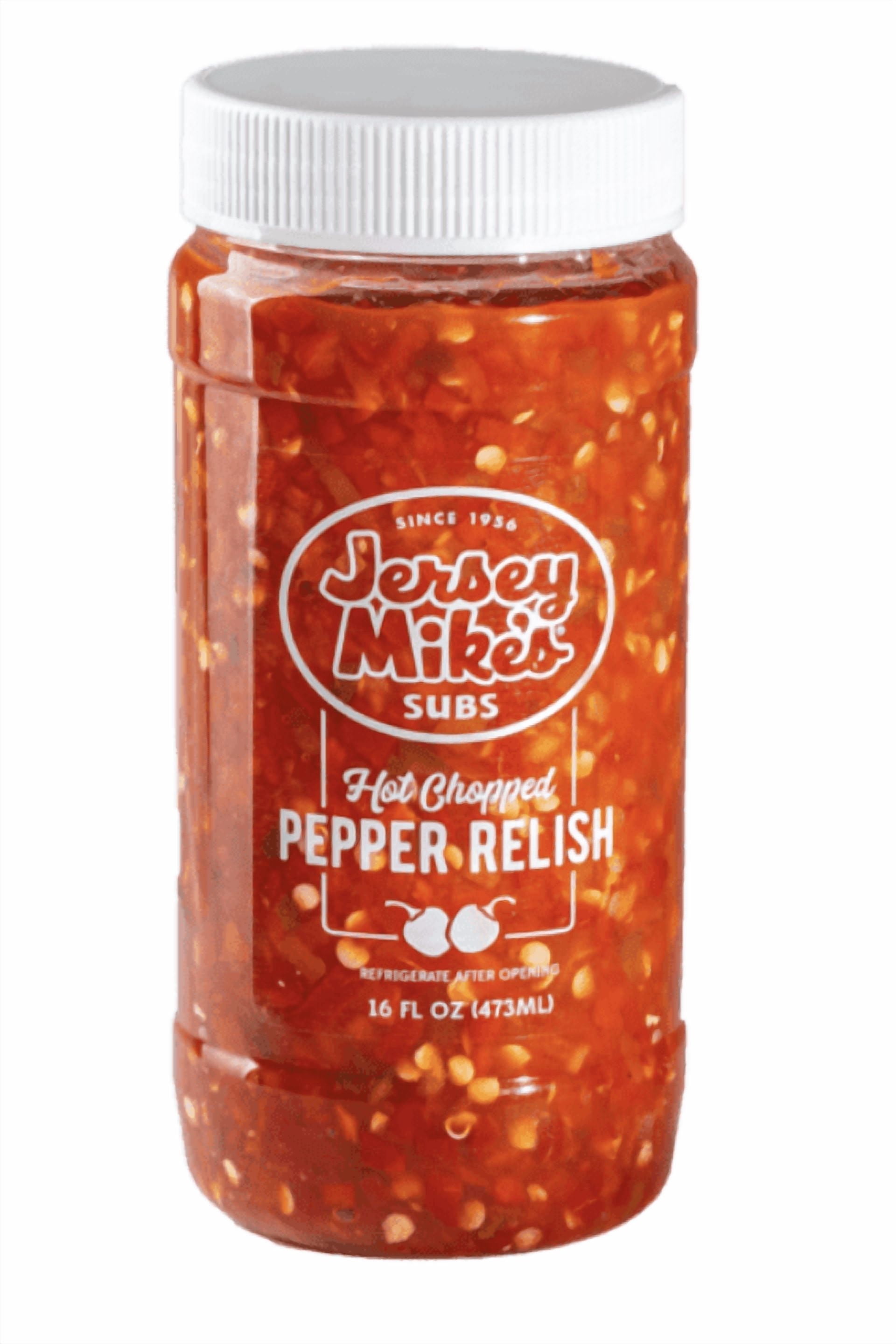 Jersey Mike's Subs Hot Chopped Pepper Relish, 16 fl oz.