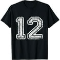thumbnail image 1 of Jersey Number 12 Twelve Funny Creative Graphic T-Shirt Football Number Sport Gift Funny Creative Graphic T-Shirt, 1 of 3
