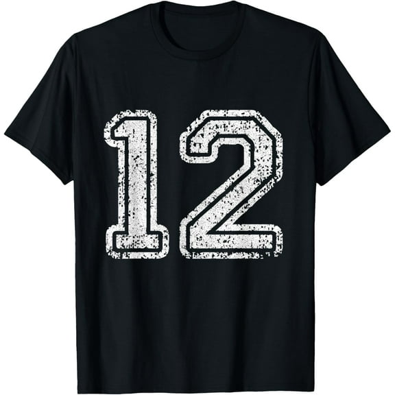 Jersey Number 12 Twelve Funny Creative Graphic T-Shirt Football Number Sport Gift Funny Creative Graphic T-Shirt