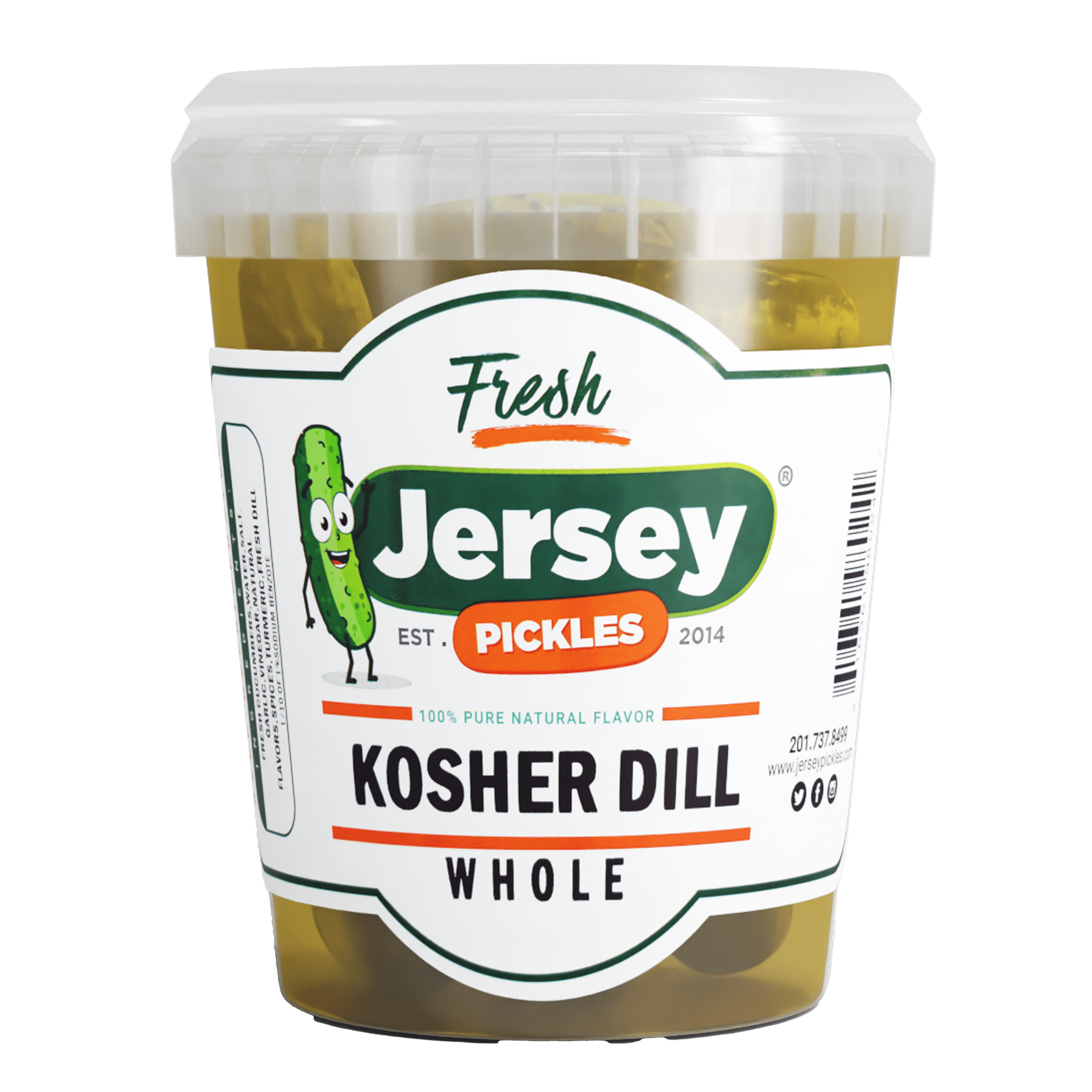 Jersey Pickles Whole Kosher Dill Pickles, Classic Flavor with Garlic, Made from Fresh Cucumbers