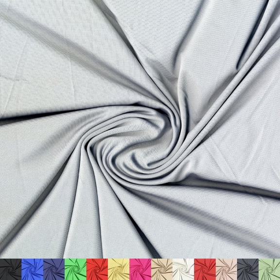 LitLook Jersey Knit Fabric by the Yard - 60" Wide Soft & Breathable 220 GSM Fabric for Dresses, Activewear, Yoga Leggings, Skirts - Silver