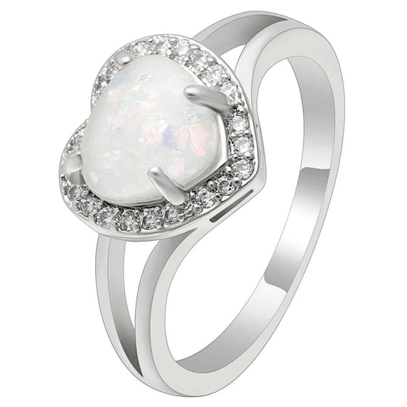 Jersey Promise Ring Heart Shape Fire Opal Clear Cz Womens Ginger Lyne Collection