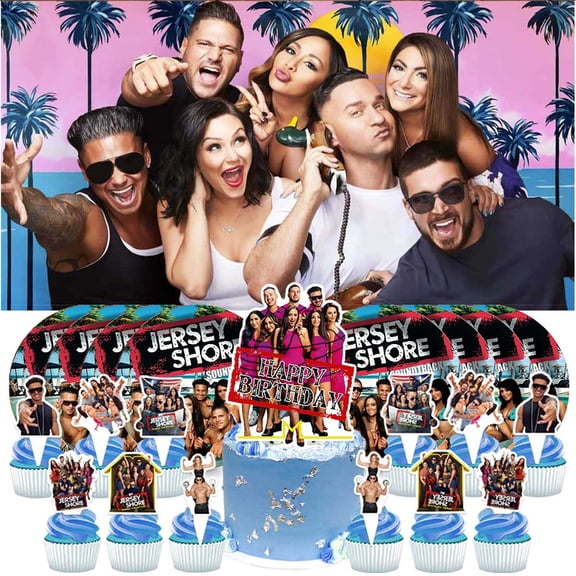 Jersey Shore Birthday Party Supplies Balloons Paper Plates Decoration Cake Topper Decor Tableware Banner Backdrop