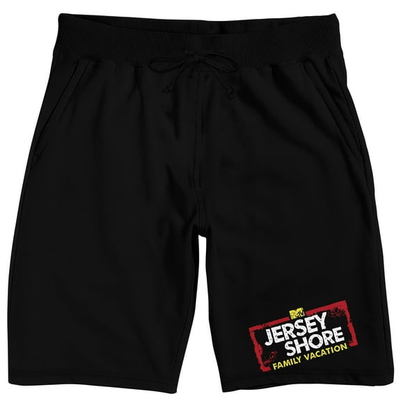 Jersey Shore Family Vacation Logo Men's Black Sleep Pajama Shorts-Large