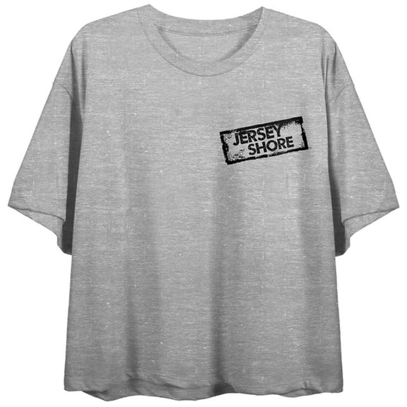 Jersey Shore Princess Women's Gray Heather Crew Neck Short Sleeve Crop Top-Medium