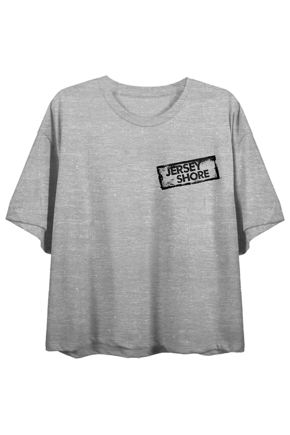 Jersey Shore Princess Women's Gray Heather Crew Neck Short Sleeve Crop Top-Medium