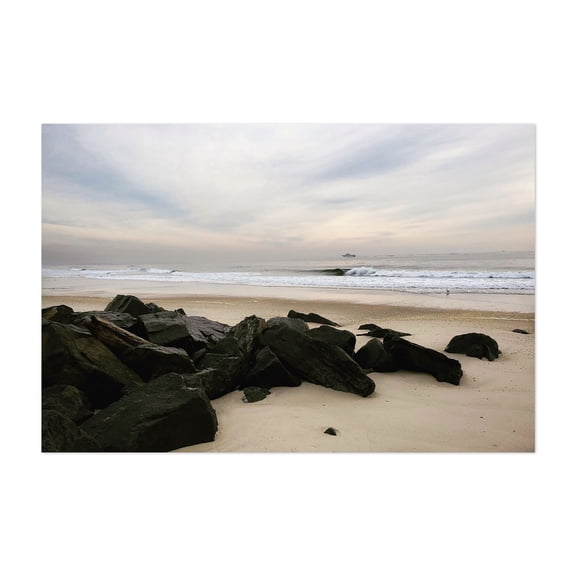 Jersey Shore Sunrise - Long Branch New Jersey Photography Beach Coast Seascape Ocean Waves Boat Landscape Unframed Wall Art Print 4 x 6 inches