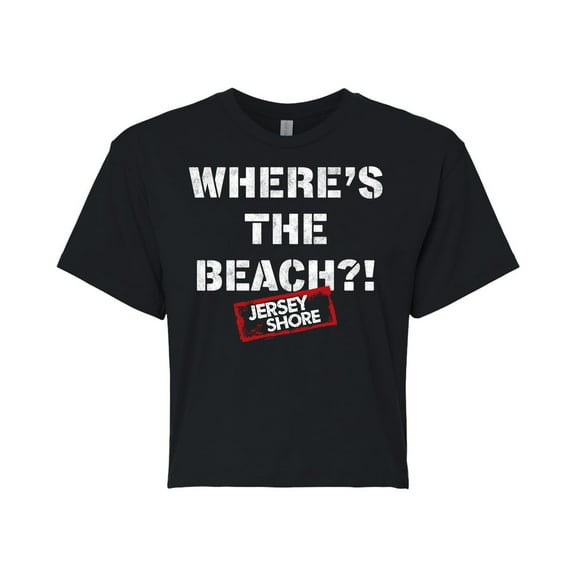 Jersey Shore - Where's The Beach - Juniors Cropped Cotton Blend T-Shirt