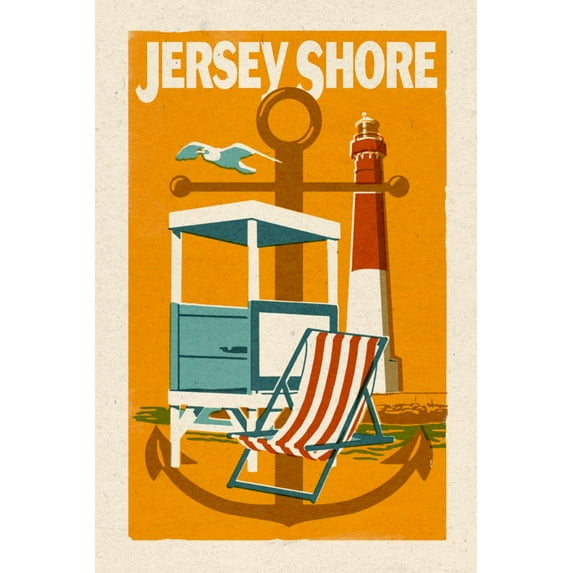 Jersey Shore, Woodblock (12x18 Wall Art Poster, Room Decor)