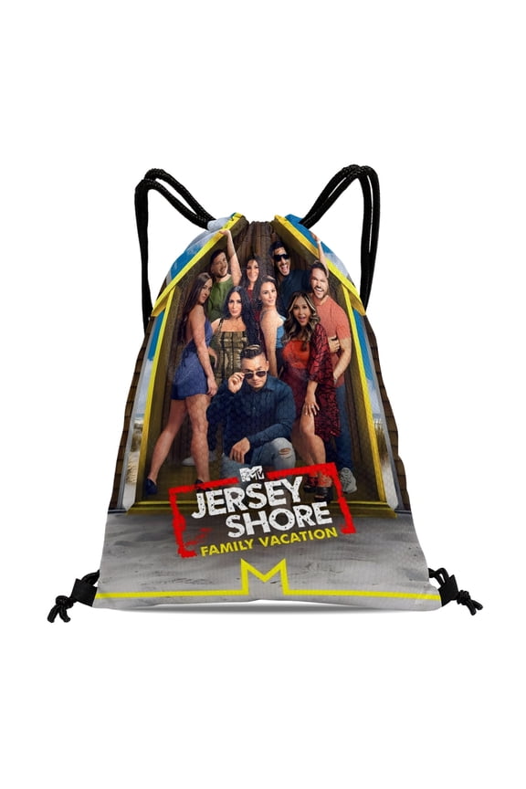 Jersey Shore-theme Drawstring Backpack Sports Gym Bag Water Resistant String Bag Cinch Bag12X1630X40cm