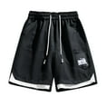 thumbnail image 1 of Jersey Shorts for Men Casual Summer Drawstring Training Basketball Athletic Sweat Shorts with Pockets, 1 of 7