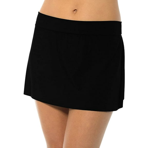 MagicSuit Women's Jersey Tennis Skirt Full Coverage Swim Bottom with No-Show Waistline, Black, 14