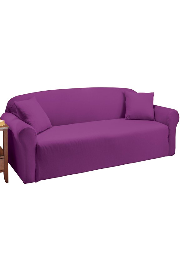 Madison Stretch Jersey Purple Sofa Slipcover, Solid
