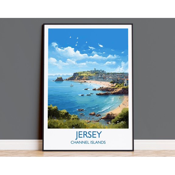 Jersey Travel Print, Travel Poster of Jersey, Jersey Gift, Channel Islands, Wall Art Print, 24x36 UNFRAMED