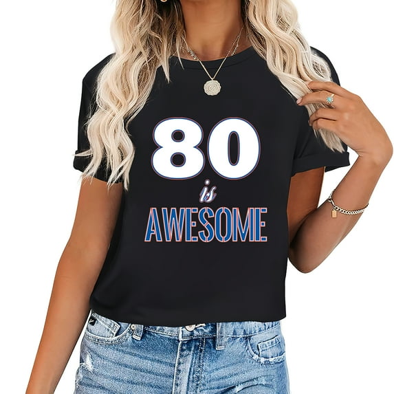 Jersey Uniform Number 80 Is Awesome Back To School Gifts Fashion Graphic Short Sleeve T-Shirt for Women - Summer Tops