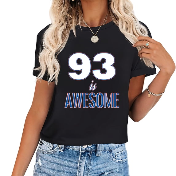 Jersey Uniform Number 93 Is Awesome Back To School Gifts Fashion Graphic Tee – Women's Short Sleeve Summer Top
