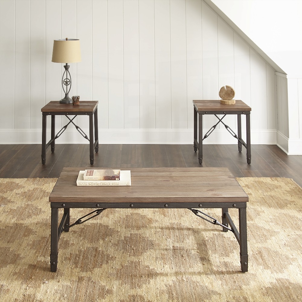 Jersey's 3-Piece Brown Occasional Table Set - Features Pine Veneers ...