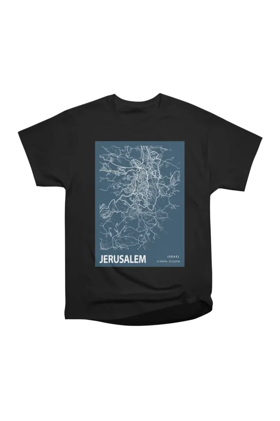 Jerusalem Blueprint City Map T-Shirt Tee Gift For Him Merch For Her Apparel For Friend