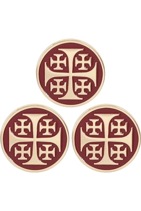 Jerusalem Cross Brooch 3Pcs Enamel Lapel Pin Red Gold Crusader