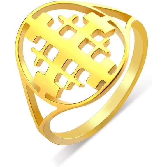 Jerusalem Cross Ring for Women Jerusalem Crusader Ring for Men Jerusalem Medal Greek Medieval Christian Religious Jewelry Baptism Gift