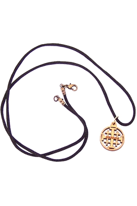 Jerusalem Cross - olive wood necklace, necklace is 60cm long - 23.5 inches )