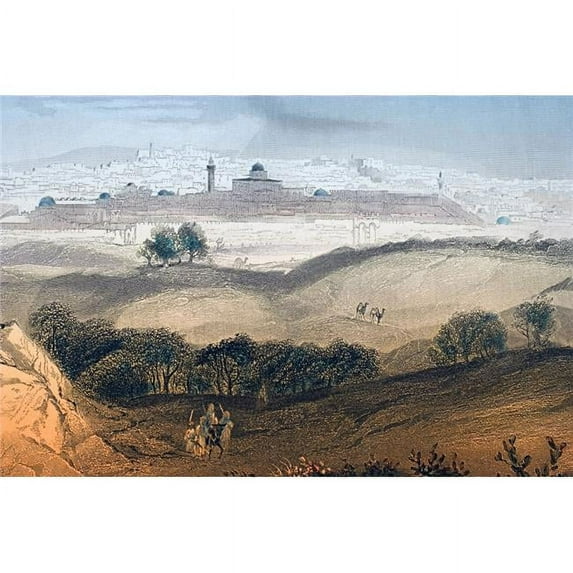 Jerusalem Engraved by Ah Payne After Alexius Geyer Frontis of 19th Century Book the Life of Our Lord & Saviour Jesus 3 Poster Print, 34 x 22