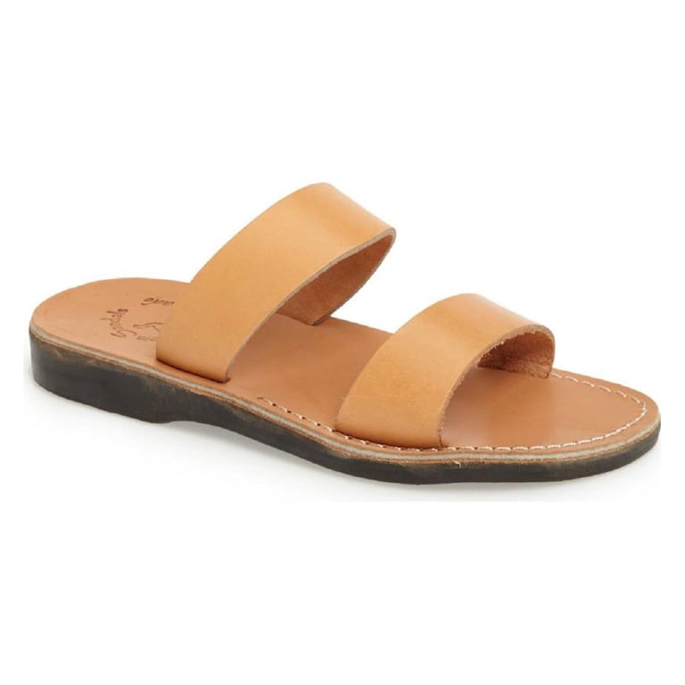 Jerusalem Sandals Men\'s Tan Leather Double-Strap Slide Sandals 41 Jerobaal Handmade Men main image 2