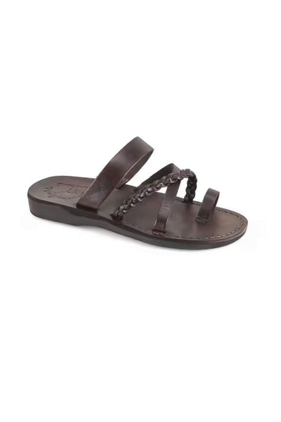 Sophia Women's Leather Braided Flat Sandal - 40-Brown