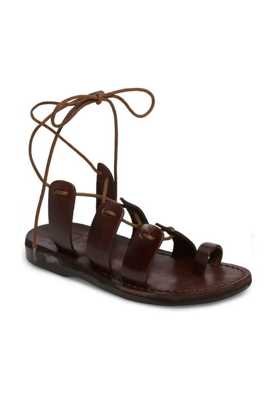 Women's Leather Lace Up Sandal - Deborah (Brown, 38)