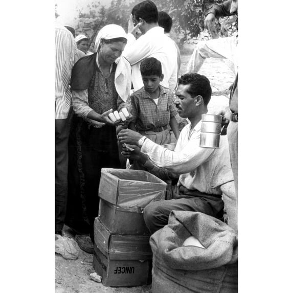 Jerusalem Soap Is Given To Refugees At A Distribution Point Set Up For Unicef Supplies Sent To Relieve Destitute