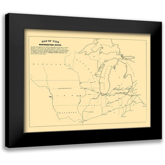 Jervis 14x12 Black Modern Framed Museum Art Print Titled - Michigan Southern Railroad Northwestern States