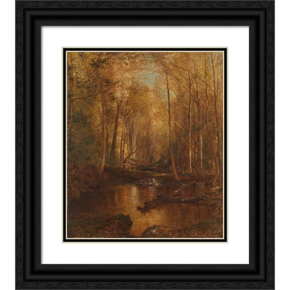 Jervis McEntee 15x17 Black Ornate Wood Framed Double Matted Museum Art Print Titled - Autumn in the Catskills (1873)