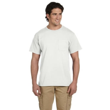 JERZEES 29P ADULT 5.6 OZ. DRI-POWER ACTIVE POCKET T-SHIRT, White, M, Pack Of 6, Mens T-Shirts