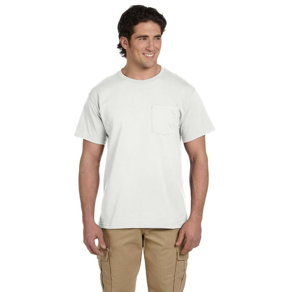 JERZEES 29P ADULT 5.6 OZ. DRI-POWER ACTIVE POCKET T-SHIRT, White, L, Pack Of 6, Mens T-Shirts