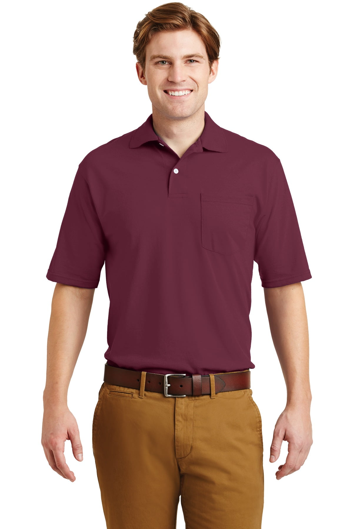 Jerzees Men's Two Button Placket Pocket Polo Shirt 436P