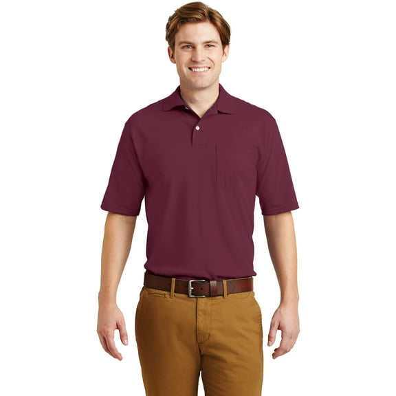 Jerzees 5.6 oz. 50/50 Jersey Pocket Polo with SpotShield (436P) Maroon, L