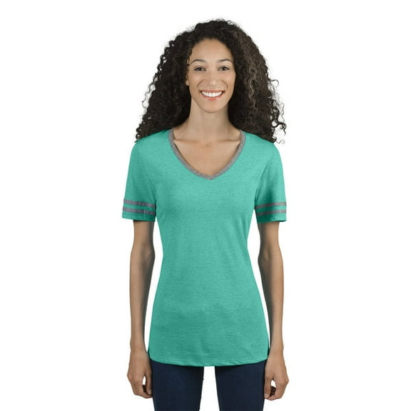Jerzees 602WVR Ladies' 4.5 oz. TRI-BLEND Varsity V-Neck T-Shirt