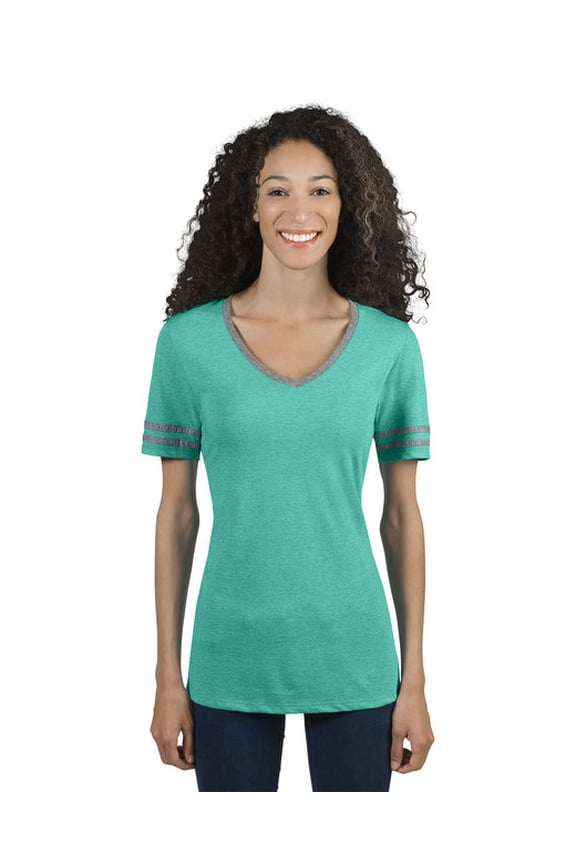602WVR Ladies' 4.5 oz. TRI-BLEND Varsity V-Neck T-Shirt