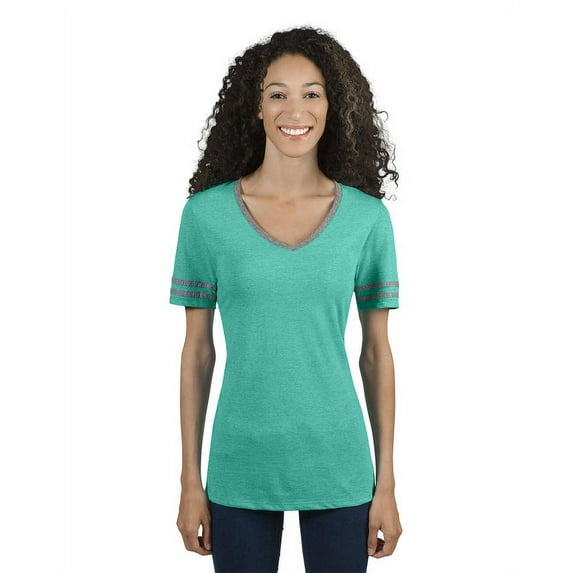 Jerzees 602WVR Ladies TRI-BLEND Varsity V-Neck T-Shirt