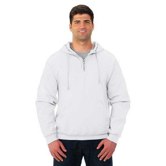 Jerzees 8 oz. 50/50 NuBlend Fleece Quarter-Zip Pullover Hood (994MR) White, S