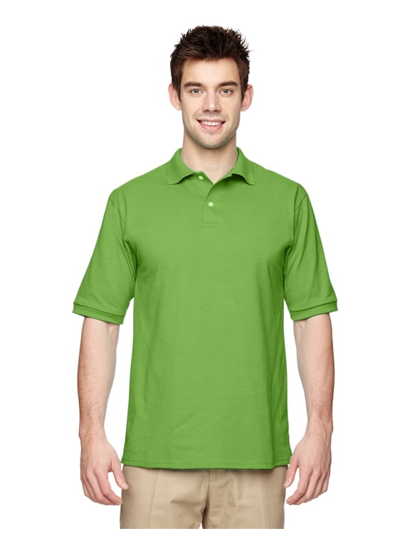 Men's 2 Button Placket Welt Knit Collar Polo Shirt, Kiwi, XX-Large