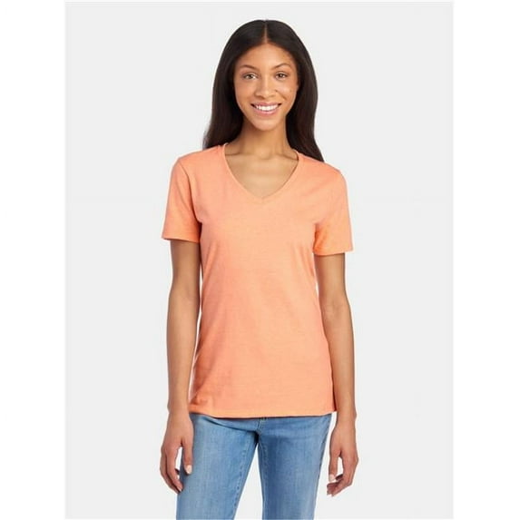 Jerzees B01235508 Women Premium Blend V-Neck T-Shirt, Black Ink - 3XL