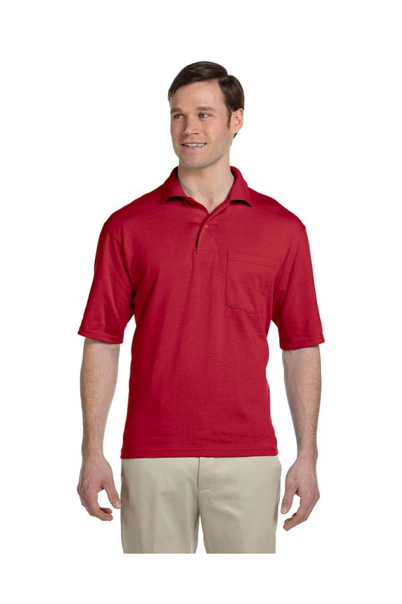 - Jersey Knit Sport Shirt with Pocket with SpotShield. 436MP - XXX-Large - True Red