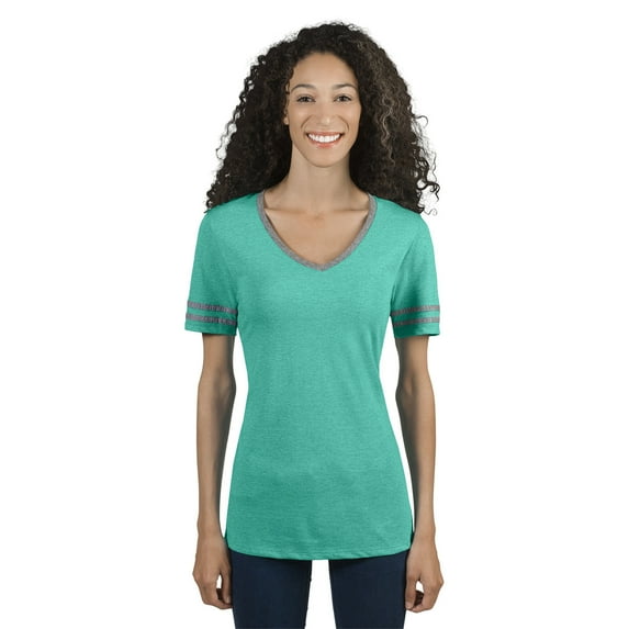 Jerzees Ladies' 4.5 Oz. Tri-Blend Varsity V-Neck T-Shirt