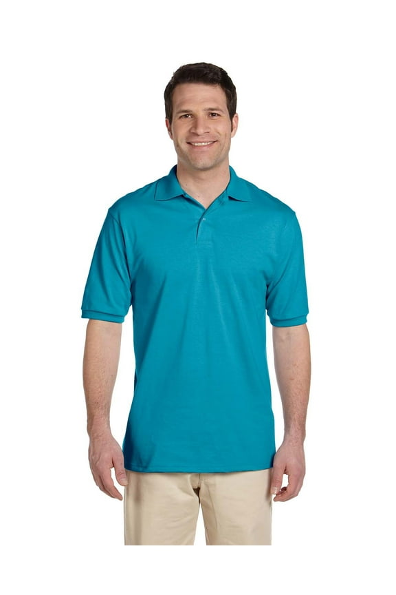 Men's 2 Button Knit Collar Polo Shirt, California Blue, XXX-Large