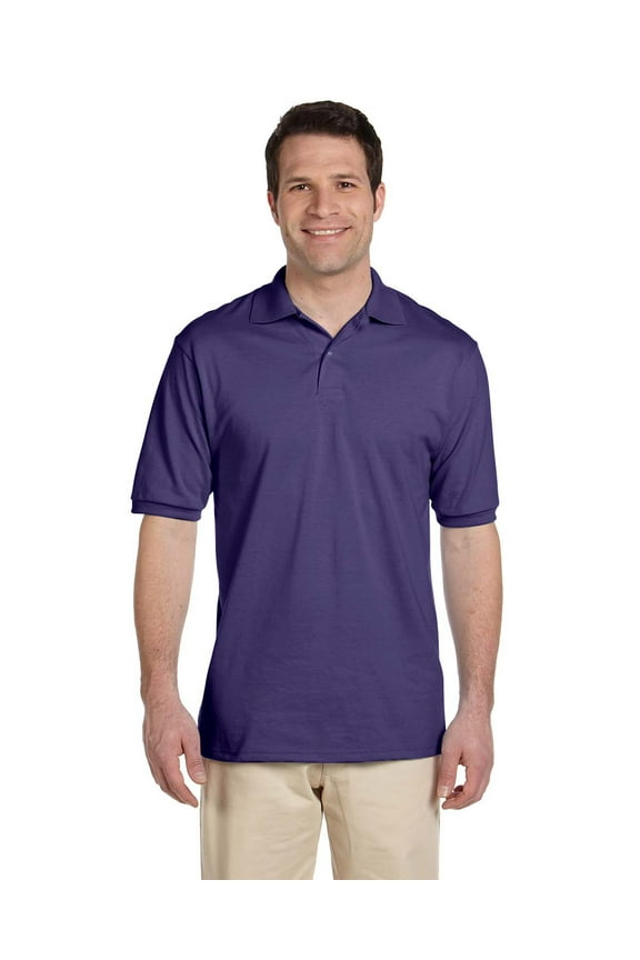 Men's 2 Button Knit Collar Polo Shirt, Deep Purple, XX-Large