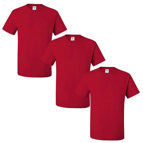 Jerzees Men's Dri-Power Short Sleeve T-Shirt (Pocket & No, Pocket-3 Pack-Red, X-Large