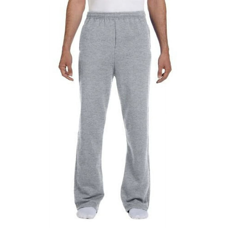 Jerzees Men s Elastic Waist Open Bottom Pocket Sweatpant Oxford Large Walmart