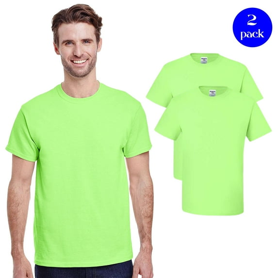 Jerzees Men's Hi-Vis Short Sleeve, 2-Pack High Visibility Tee, Safety Green Workwear Shirts, S